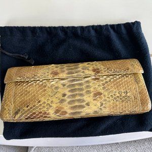 Nancy Gonzalez Gold Python Clutch